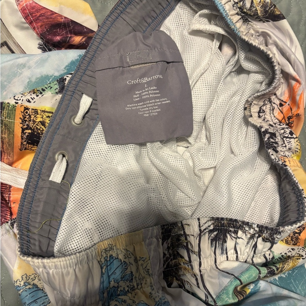 Colorful Tropical Print Swim Shorts - Picture 2 of 2